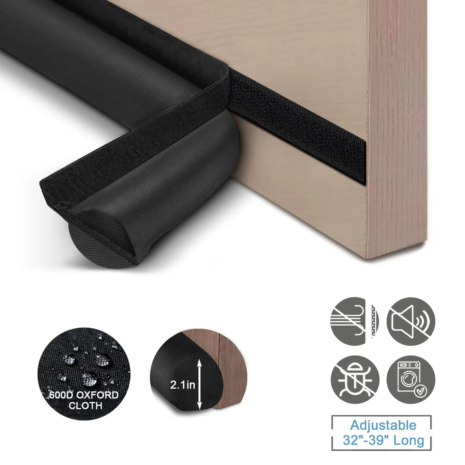 

600D 3 Pcs Weather Stripping 39 Inch Door Bottom Sealing Strips Under Door Draft Guard Stopper SoundProof Insect Control