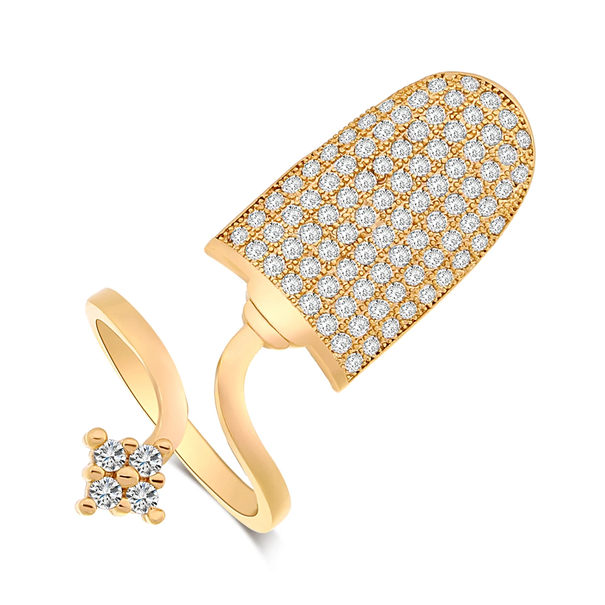 Высокое качество чистого золота с инкрустацией цирконом в стиле хип-хоп кольцо