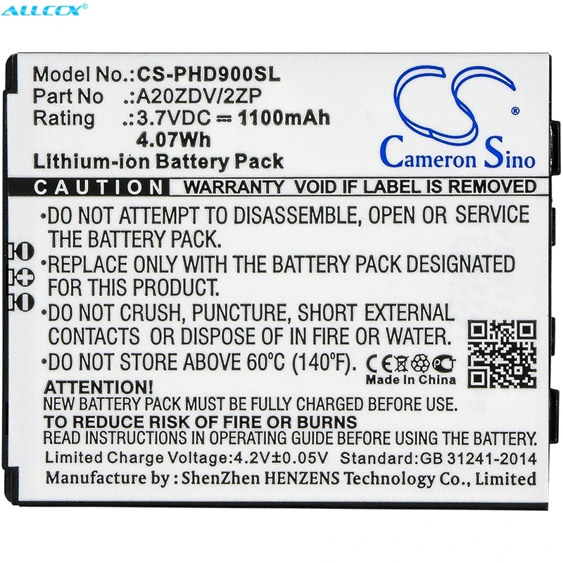 

Аккумулятор Cameron Sino A20ZDV/2ZP на 1100 мАч для Philips Xenium D900