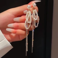 elegant pearl tassel earrings for women korean fashion 2022 new french temperament personalized design exaggerated jewelry gifts