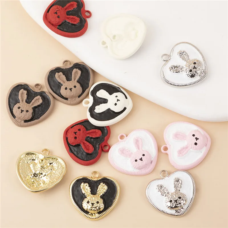 

10 шт./упаковка, разноцветные эмалевые подвески в виде кролика