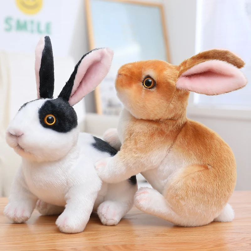 

20cm Simulation Kawaii Rabbit Plush Fur Realistic Kawaii Animal Easter Bunny Rabbit Toy Model Gift Home Decoration New Year Gift