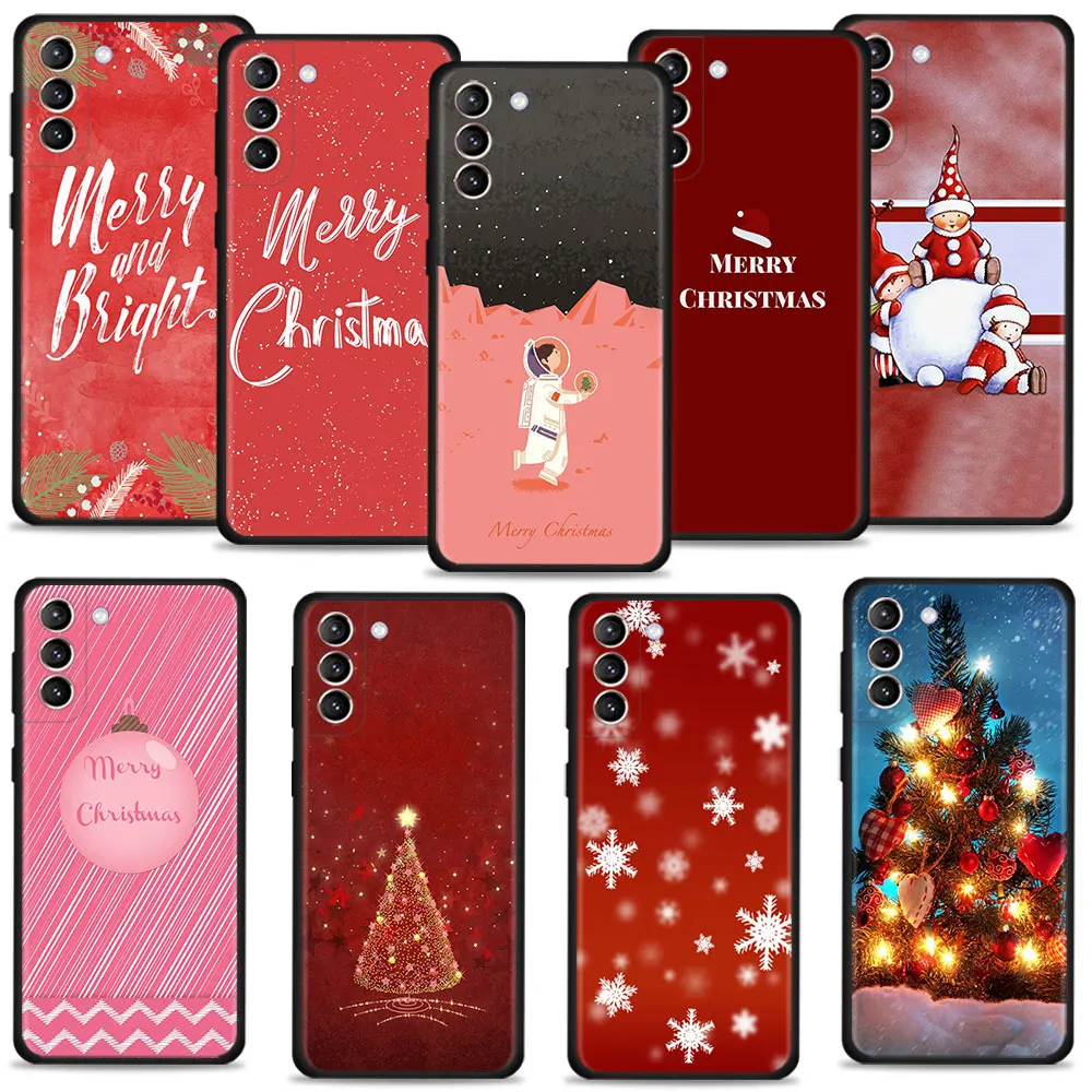 

Merry Christmas Red Color Tree Phone Case For Samsung Galaxy S22 S21 S20 FE Ultra S10 S9 S8 Plus S10e Note 20Ultra 10Plus Shell