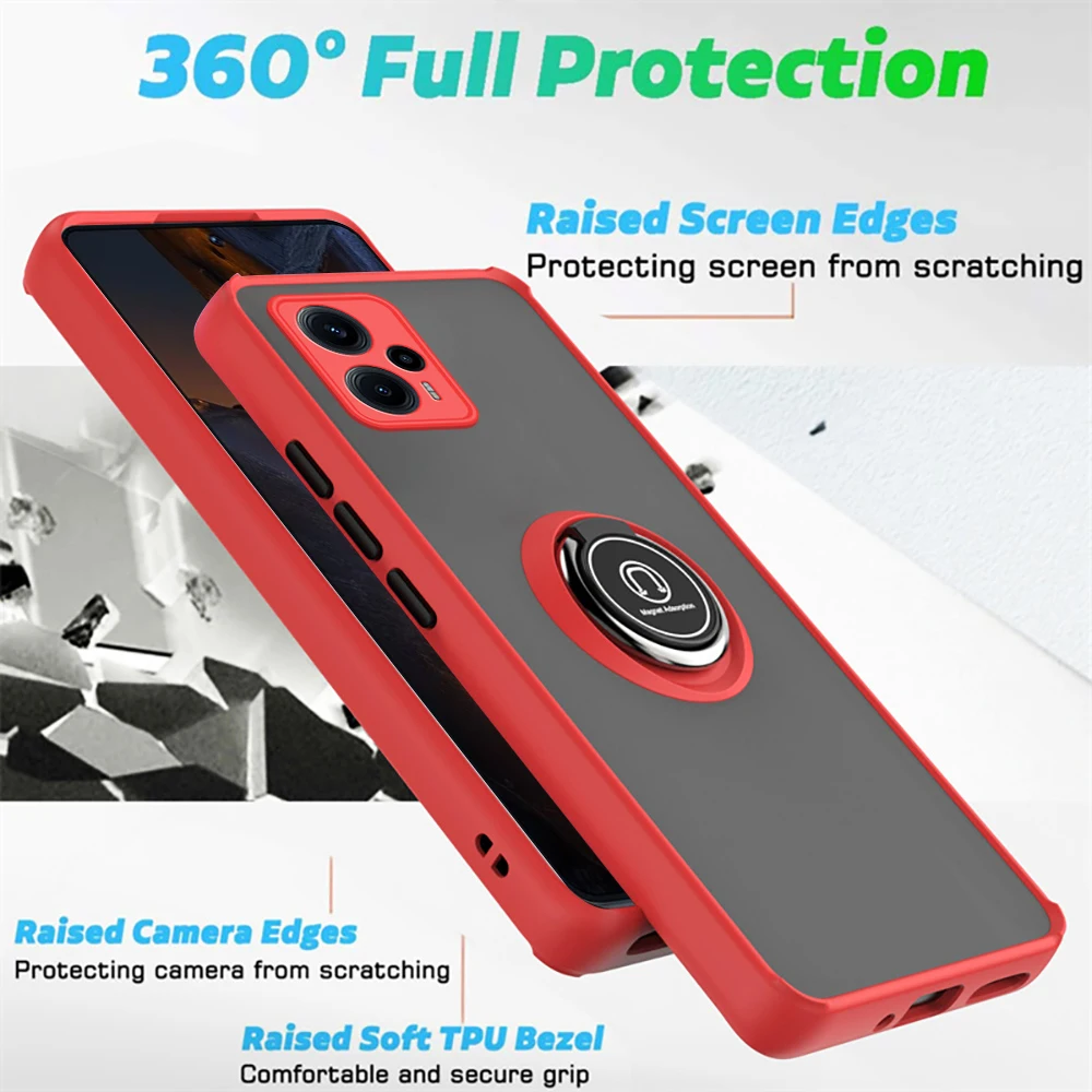 Противоударный армированный матовый чехол для Xiaomi Poco F5 5G магнитный держатель