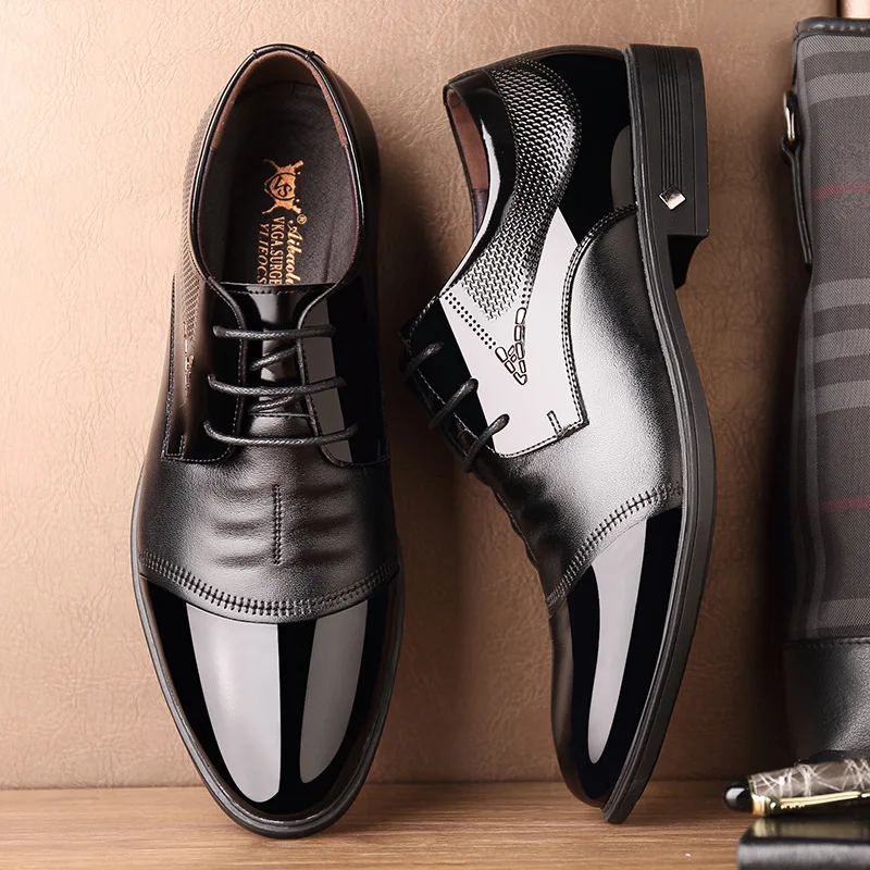 

2022 spring new men's leather shoes Korean version of the casual business British style black casual leather dress shoes for men