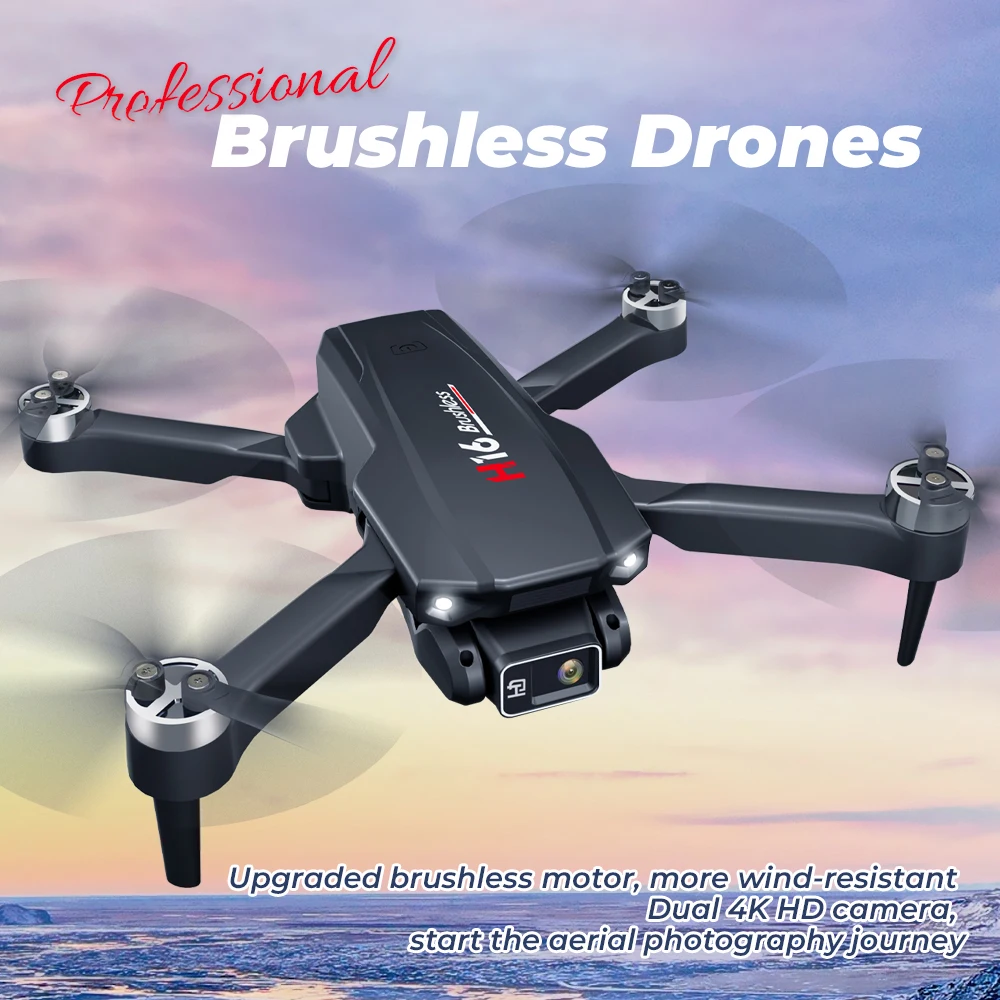 Mini Dron RC H16, cámara HD, Wifi, Fpv, fotografía, Quadcopter plegable sin escobillas, Drones profesionales, juguetes para niños, 14Y +