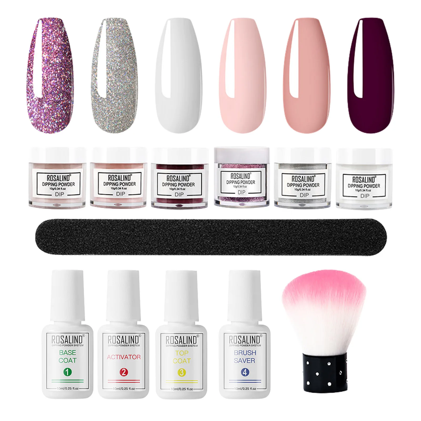 

6pcs Dipping Nail Powder Set Dip Glitter Powder Dust Natural Dry Without Lamp Cure Dipping System Powder Kit French Nail