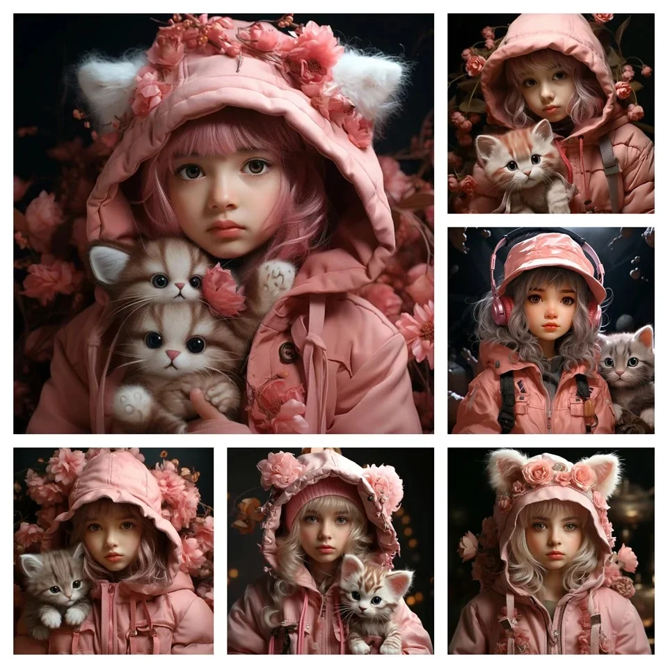 Картина для алмазной вышивки сделай сам новая коллекция розовое пальто мозаика