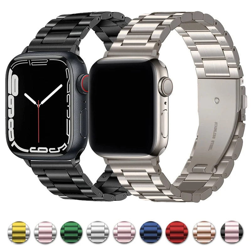 Metal Strap for Apple Watch Series 8 7 6 se 5 4 3 42mm 44mm Stainless Steel Bracelet Adapter iWatch Band 45mm 41mm 38/40mm