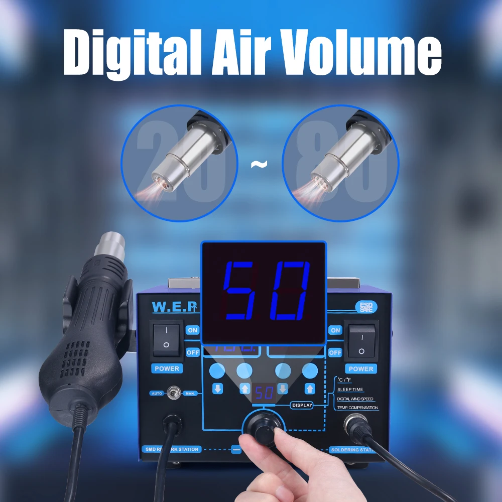 WEP 862BD + видимая регулируемая температура объем воздуха паяльная станция BGA