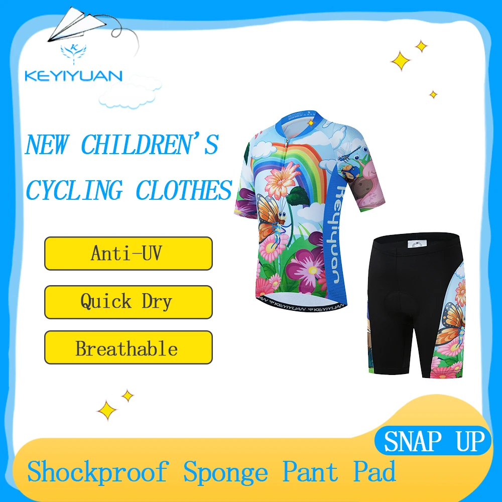 KEYIYUAN-Camiseta De Ciclismo para niños, traje De manga corta para bicicleta De...