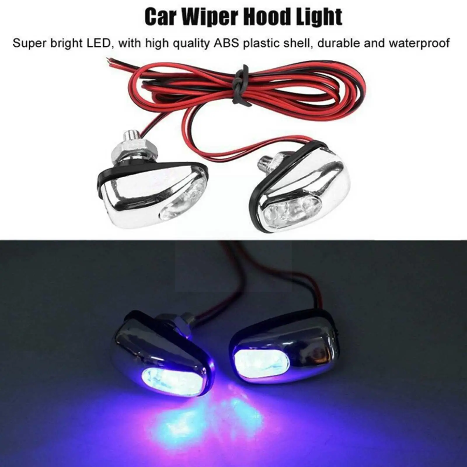 

1 Pair Auto LED Light Windshield Windscreen Jet Spray Washer Car Nozzle Accessories Wiper Lamp Light W3N1