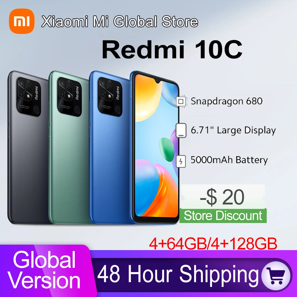 Global Version Xiaomi Redmi 10C 10 C 4GB 64GB / 128GB Smartphone Snapdragon 680 6.71 Dot Drop Display 50MP Rear Camera 5000mAh