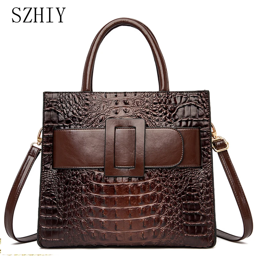 

Crocodile Pattern Leather Handbag Luxury Designer Women Crossbody Shoulder Bag High Quality Retro 2021 New Luxury Handbags Belt