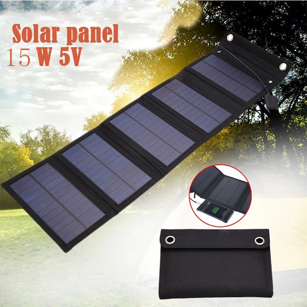 

15 Вт портативное зарядное устройство на солнечной батарее с USB зарядным устройством для мобильного телефона складные съемные панели солнечных батарей