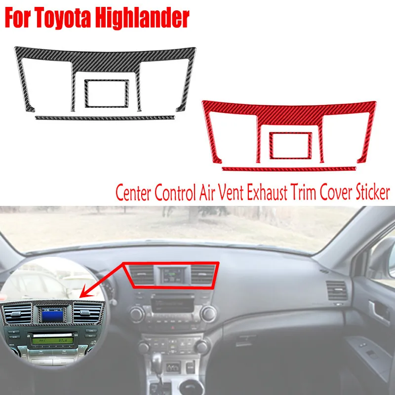 

Внутренние детали для Toyota Highlander 2008-2013 из натурального углеродного волокна, центральное управление, выхлопные газовые отверстия, Обложка, наклейка