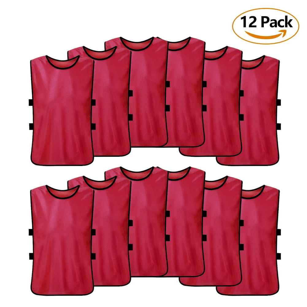 

12 Pack Jerseys Bibs Breathable Adults Football Scrimmage Training Vests for Volleyball Soccer
