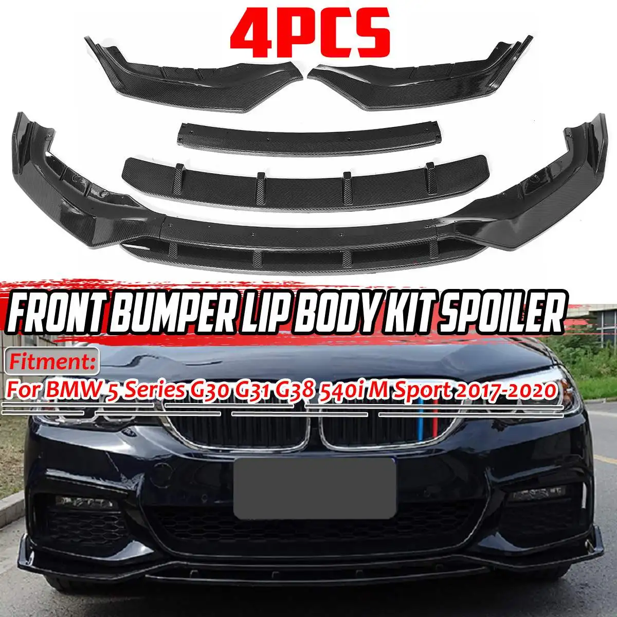 

G30 Bumper Lip Car Front Bumper Splitter Lip Spoiler Diffuser Guard Cover For BMW 5 Series G30 G31 G38 540i M Sport 2017-2020