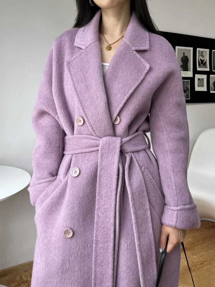 Новинка длинное двухстороннее Женское пальто из кроличьего бархата с мехом