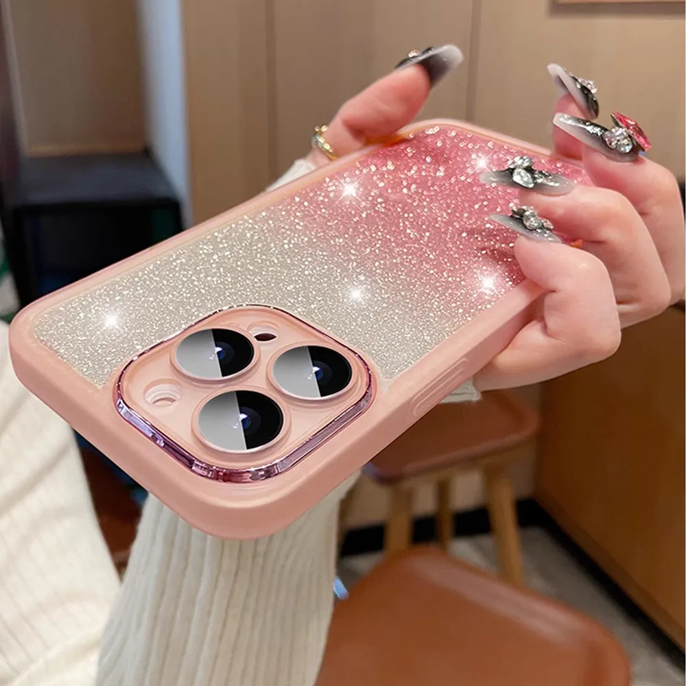 Bling Glitter Phone Case For OPPO A16 A17 A16S A5 A9 A53 2020 A53S A54S Reno 11 12 Pro 11F 12F Camera Protection Silicone Cover