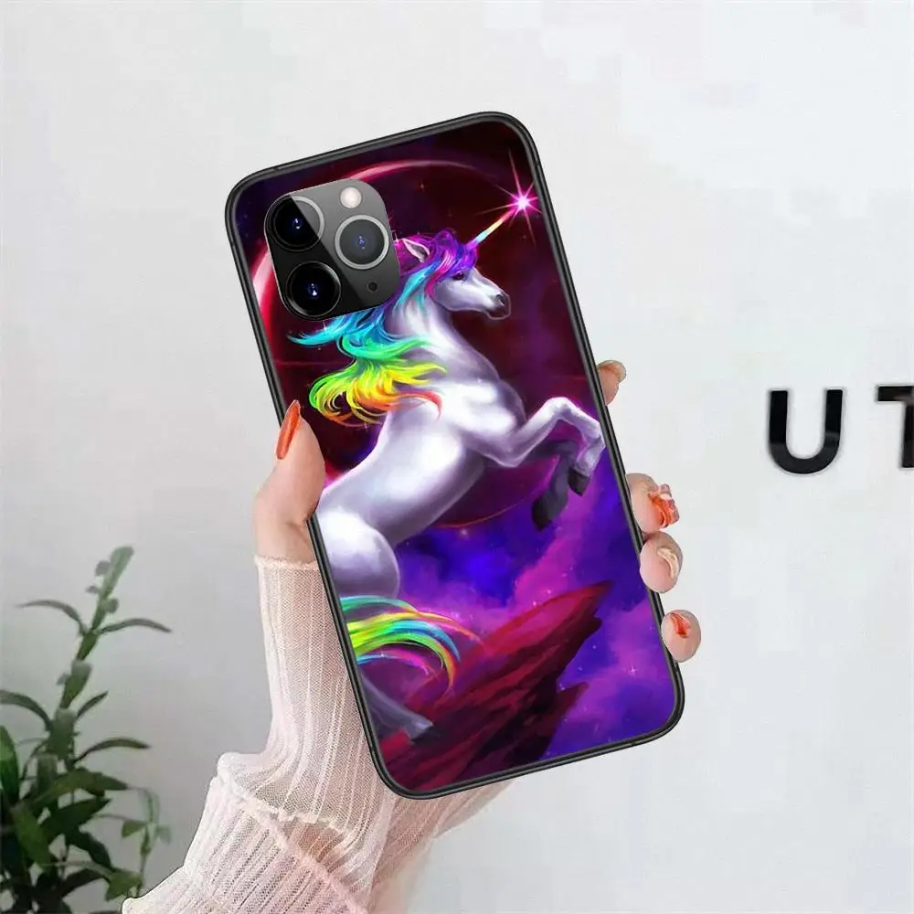 Взрослый черный чехол 3D оболочка Мультфильм Красочная Лошадь Единорог для Samsung