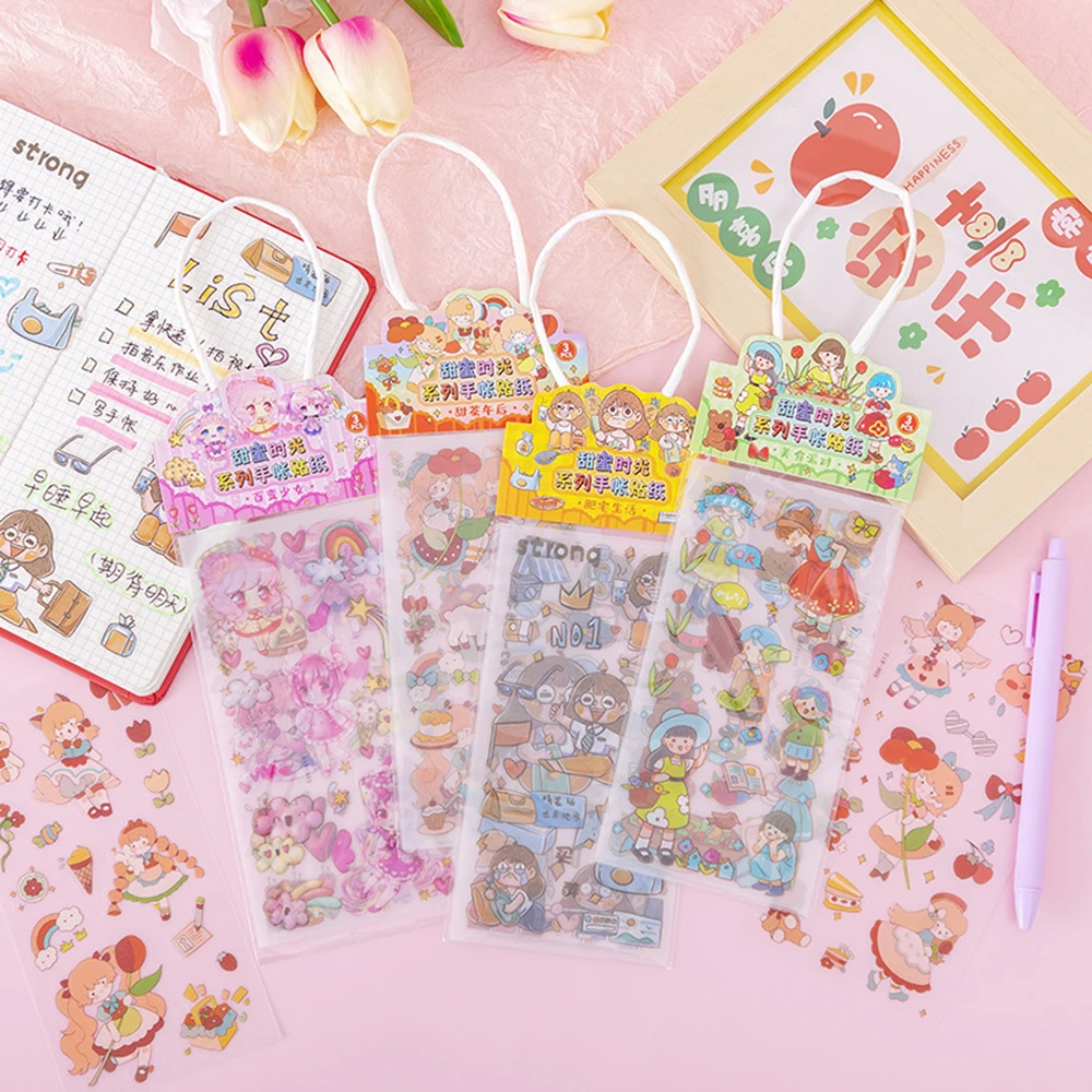 

12 Pc Anime Cartoon Girl Hand Stickers Tote Bag Frosted Stickers Party Favor For Kids Birthday Giveaway Carnival Prizes Fillers