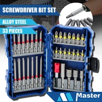 comoware impact screwdriver bit set 33pcs ph2 s2 alloy steel torx phillips pozidriv hex slot 50 75 25 48mm