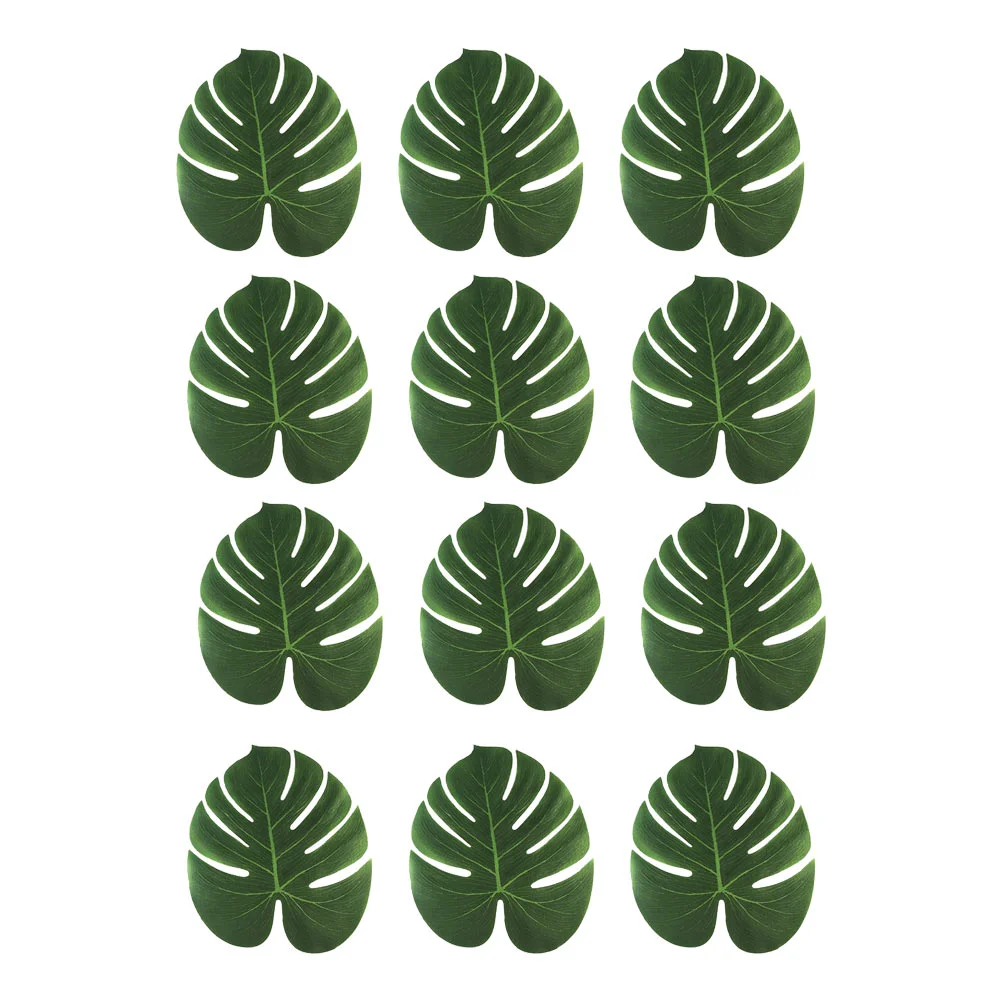 

12 Pcs Hawaiian Table Cloths Turtle Leaf Runner Palm Place Mats Leaves Party Decor Board Game Monstera Placemats Plastic Fake
