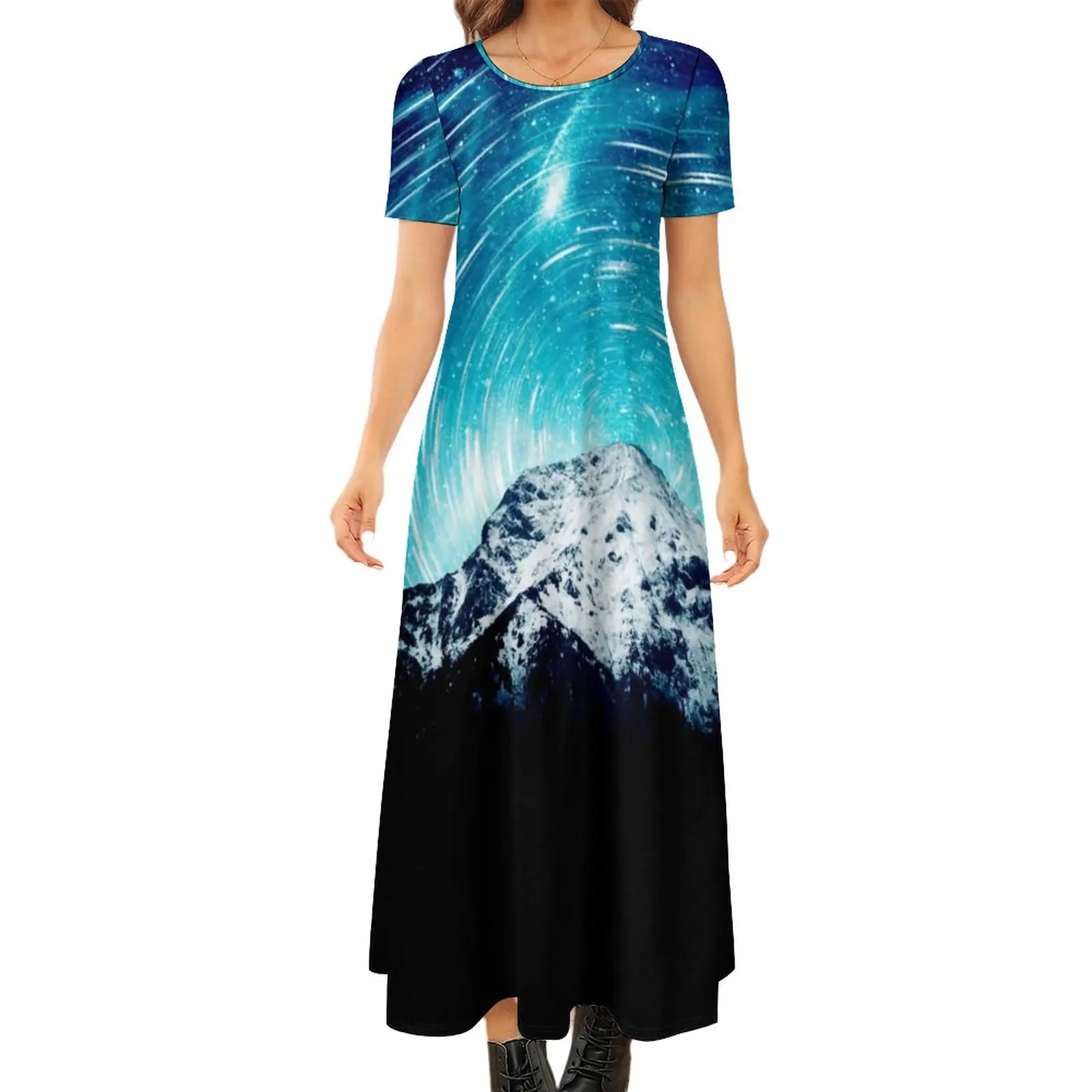 

Mountains Print Dress Abstract Galaxy Street Style Bohemia Long Dresses Ladies Kawaii Maxi Dress Gift