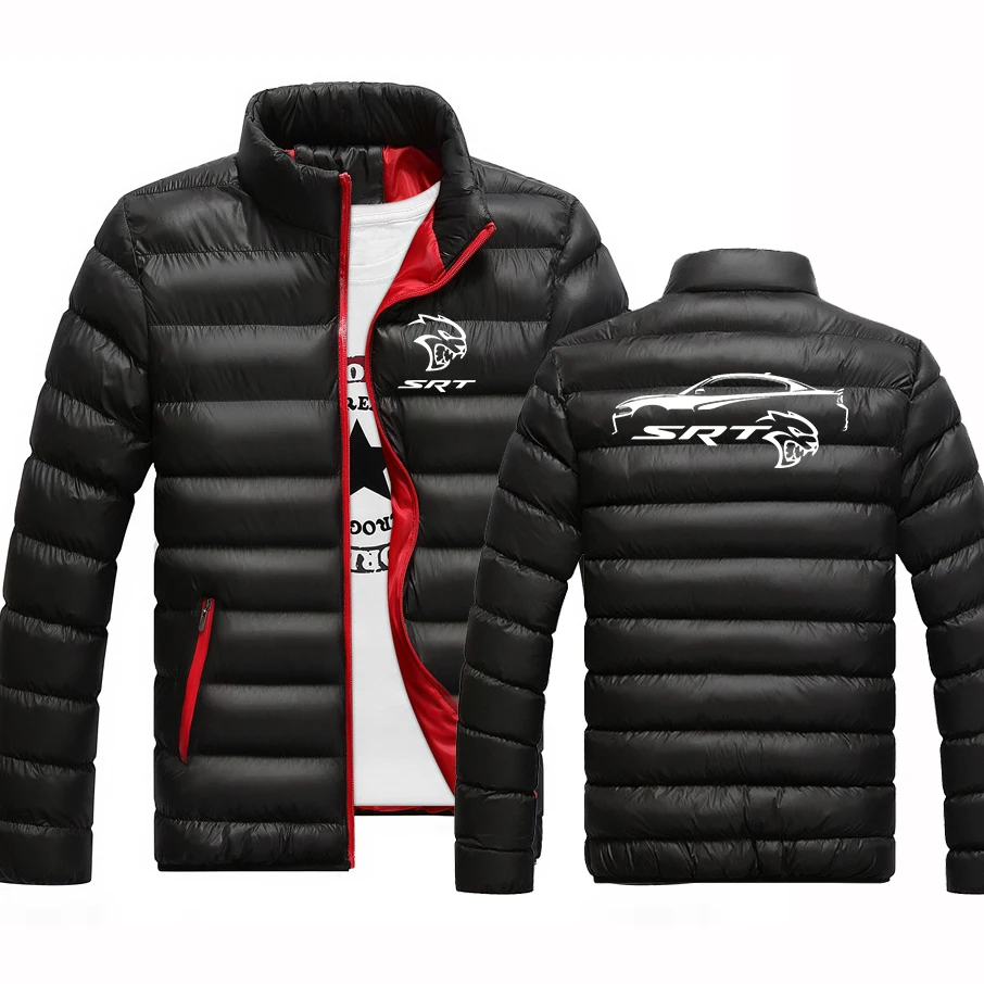 

SRT Hellcat 2023 Men's New Winter Zipper Hoodies Coats Slim Fit Stand Collar Outwear Windproof Cotton Jackets Warmer Coats Tops