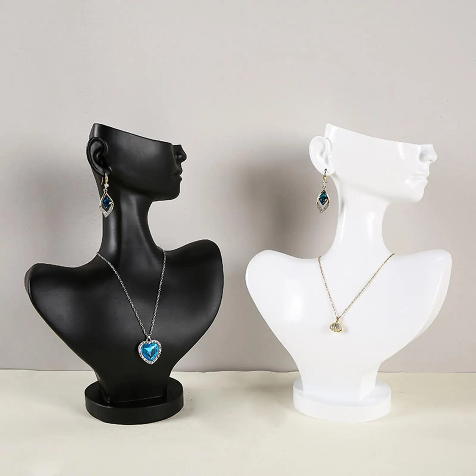 

Resin Bust Necklace Earring Display Stand Tabletop Jewellry Bust Props
