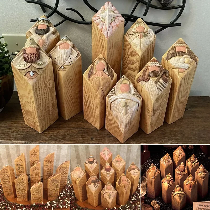 

NEW2022 Heaven Nativity Tree Pillar Statue Resin Craft Statues Desktop Ornament Office Restaurant Home Decoration Unique Gift Fo