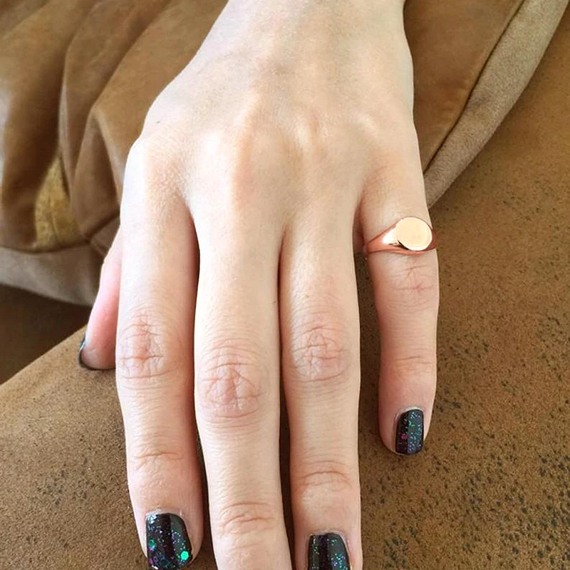 Розовое золото Pinky Signet кольцо для женщин печать уплотнение подарок на день