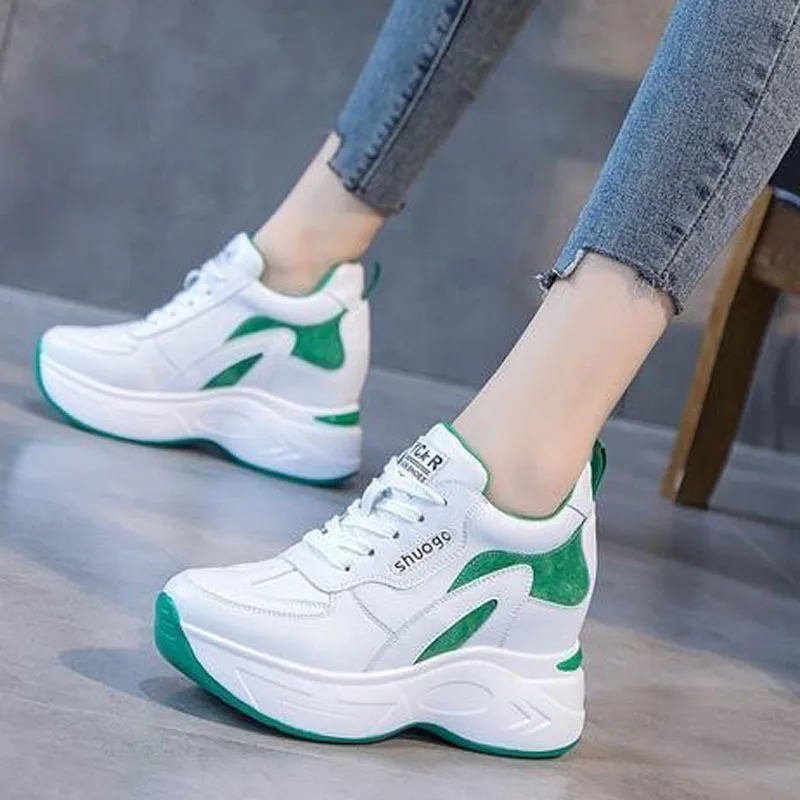 

Women Platform Sneakers Luxury Brand Height Increasing Casual Sneakers for Women Simple High-quality PU Leather Vulcanize Shoes