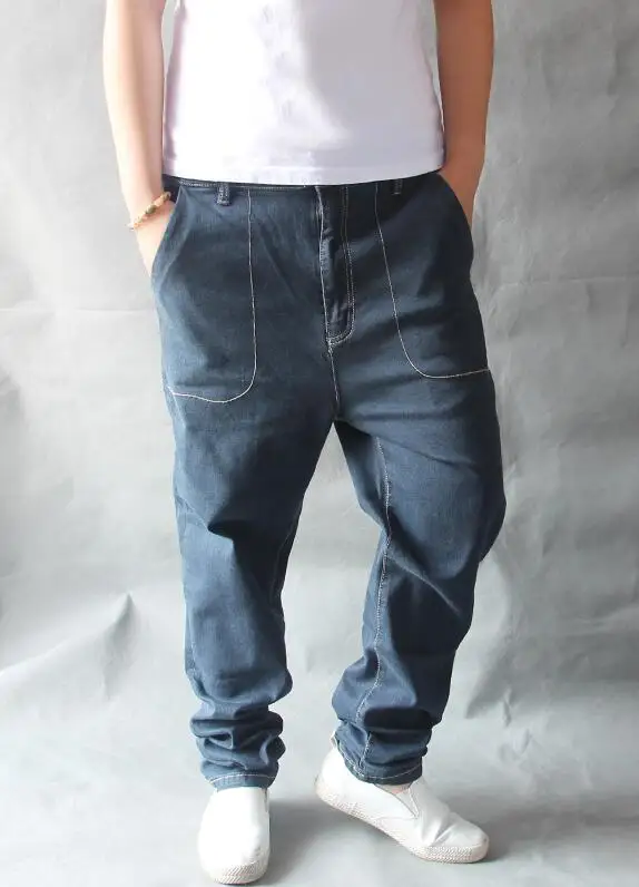 Men Jeans Street Dance Denim Cross-Pants Low Crotch Pant Fat Baggy Jeans Feet Harlan Pants Skateboard Jeans