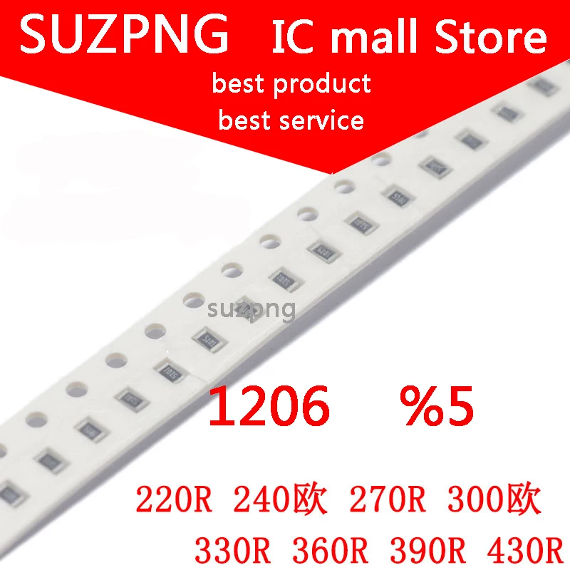 

100 шт. 1206 SMD резистор 220R 240R 270R 300R 330R 360R 390R 430R в наличии