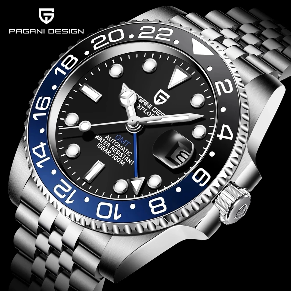 

PAGANI DESIGN New PD-1662 Men Watch GMT40mm Mechanical Watch Top Brand Sapphire Glass Sports Waterproof Clock Relogio Masculino
