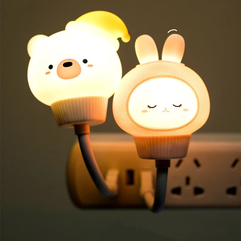 Светодиодный ночсветильник с USB милая мультяшная Ночная лампа медведем