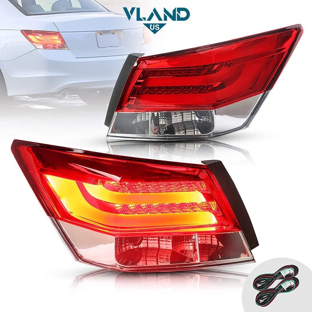 

Автомобильные аксессуары, светодиодные задние фонари в сборе для Honda Accord Sedan 2008-2013, 2 шт., красные задние фонари Plug And Play