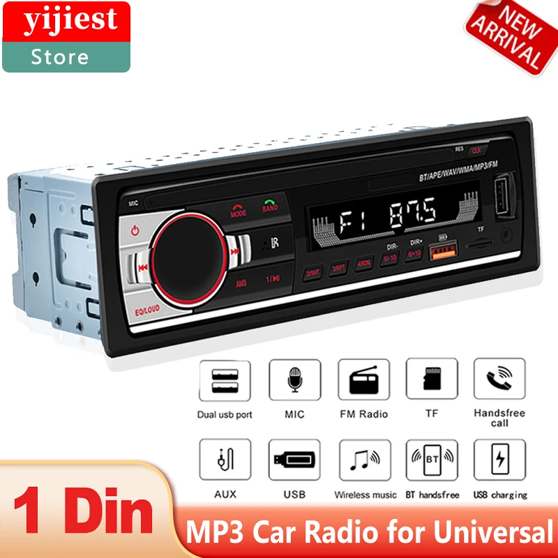 

Автомобильный радиоприемник Bluetooth 1Din FM AUX вход USB/SD функция зарядки mp3-плеер аудио стерео с дистанционным управлением в тире музыки