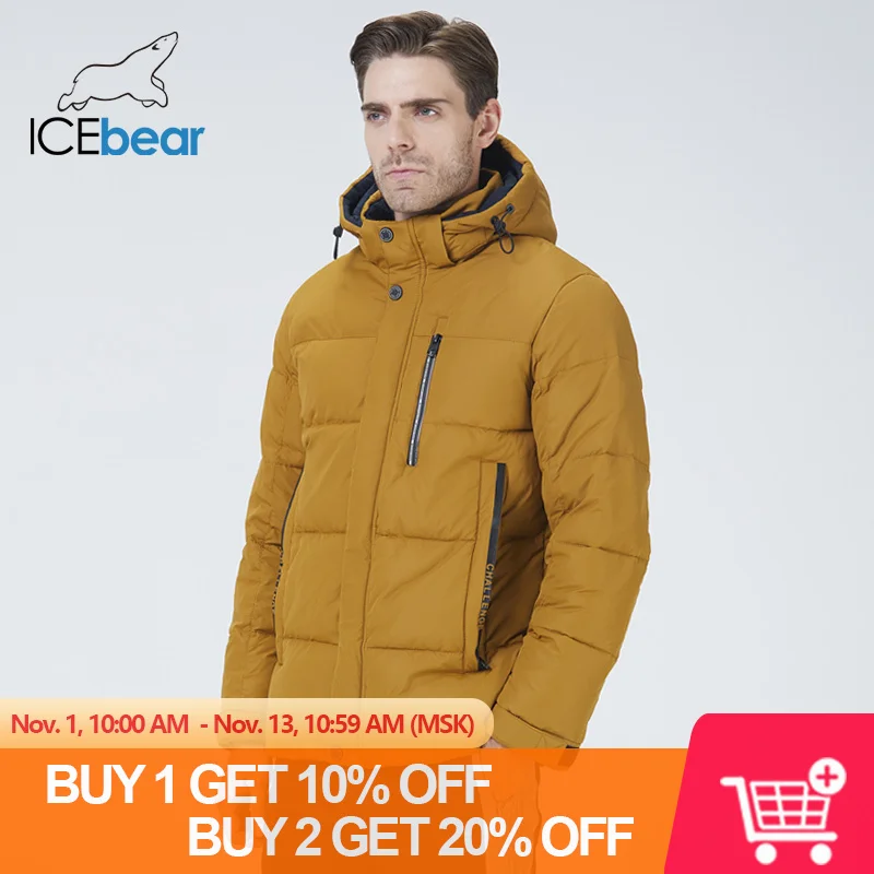 

ICEbear 2021 new hooded winter men's jacket big pocket male coat fashionable men's brand clothing MWD21801I