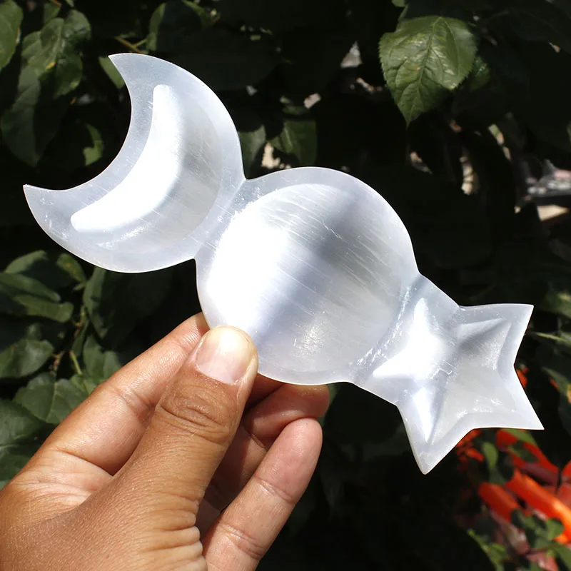 

1 шт. чаша круглой формы из натурального белого камня селенита с летучими мышами для домашнего декора