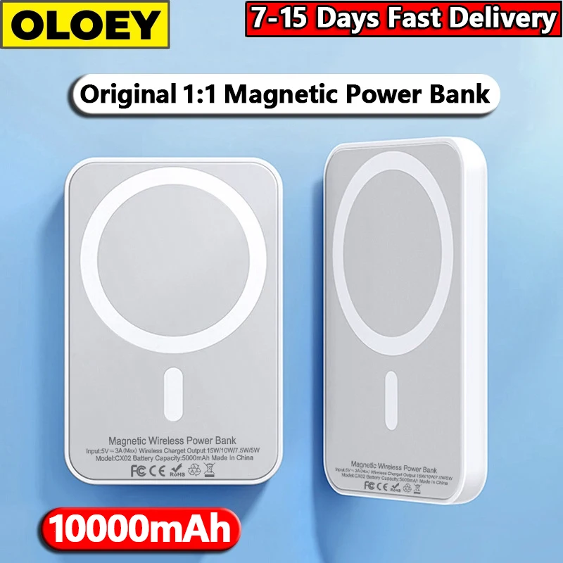 

5000 мАч Macsafe Powerbank 1: 1 Внешний аккумулятор Magsafe Powerbank для iPhone 12 13 14 Pro Max Магнитное беспроводное зарядное устройство