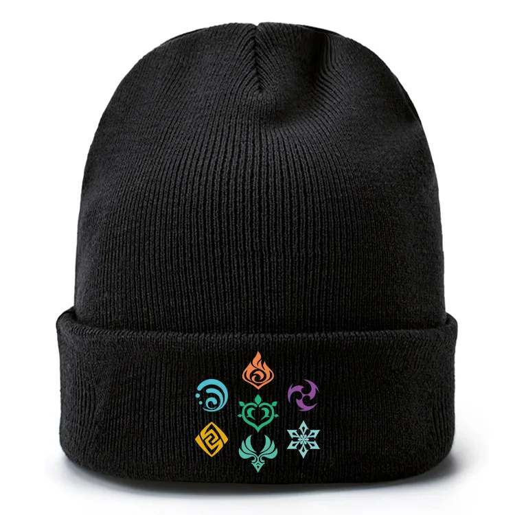 

Genshin Impact Anime Hat Baseball Caps Knitted Winter Warm Hats Men Women Boys Girls Elastic Black