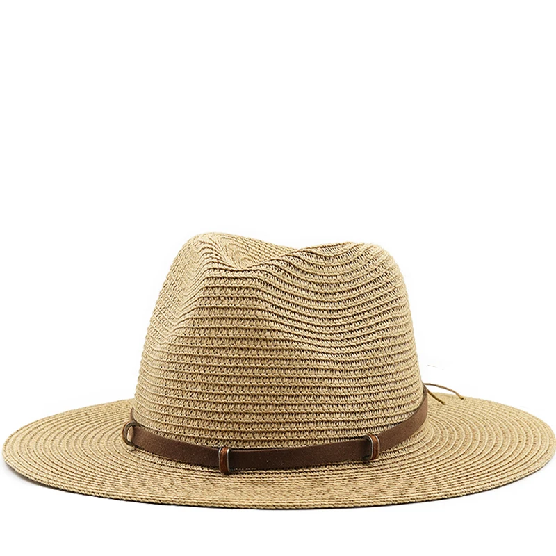 

Summer Beach Vacation Panama Jazz Hat Sunscreen Handwoven Straw Sun Hat Men Women Hawaii Casual Sunshade Gangster Cap Bucket Hat