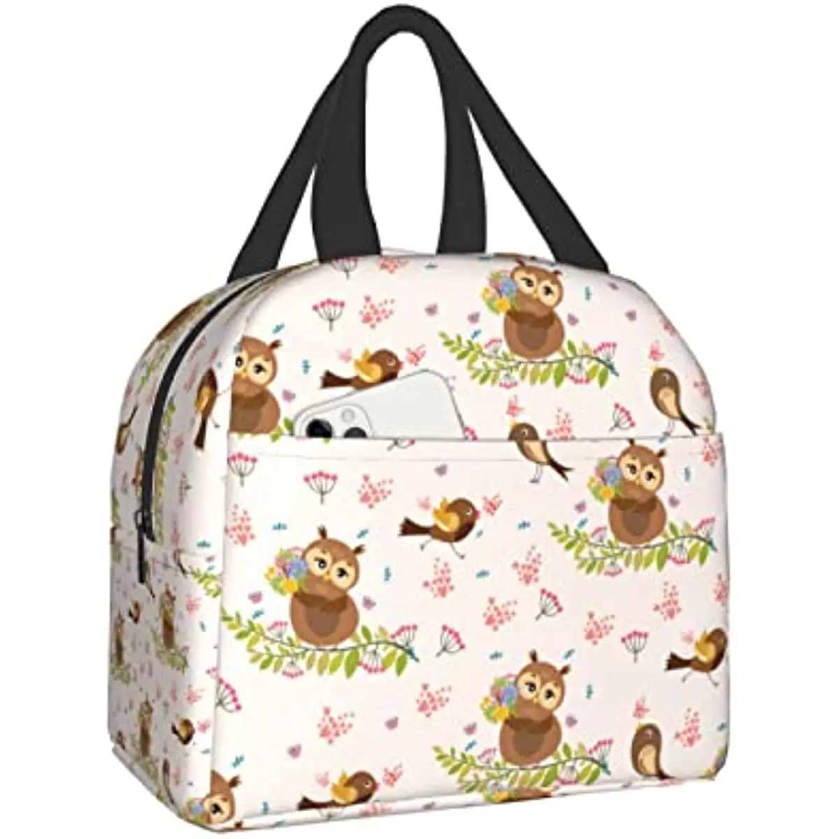 

Cute Romantic Owl Lunch Box Reusable Lunch Bag for Travel Picnic Shopping Work Food Container for Women Men Adults