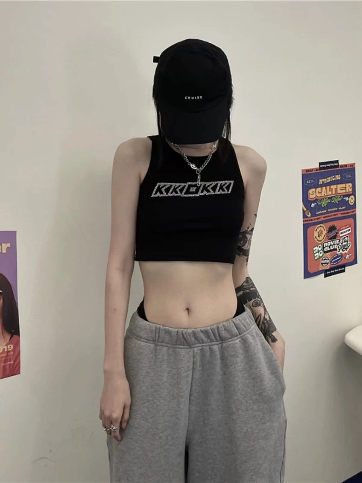 Черный жилет женский летний новый дизайн Sense Hot Drilling Letters Gyaru Короткая внутренняя