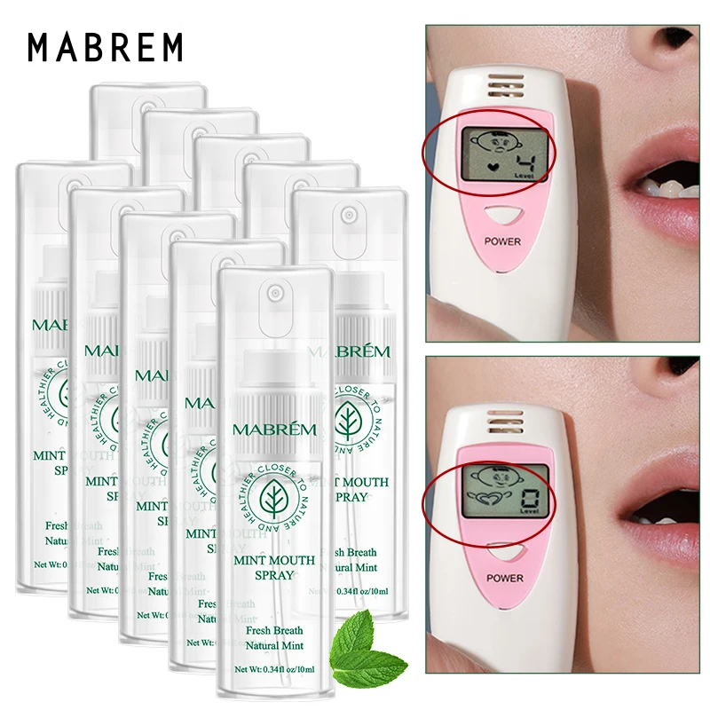 10PCS Mouth Spray Breath Freshener Oral Spray Herbal Fresh Breath Remove Smoke Breath Treatment of Bad Breath Small Portable