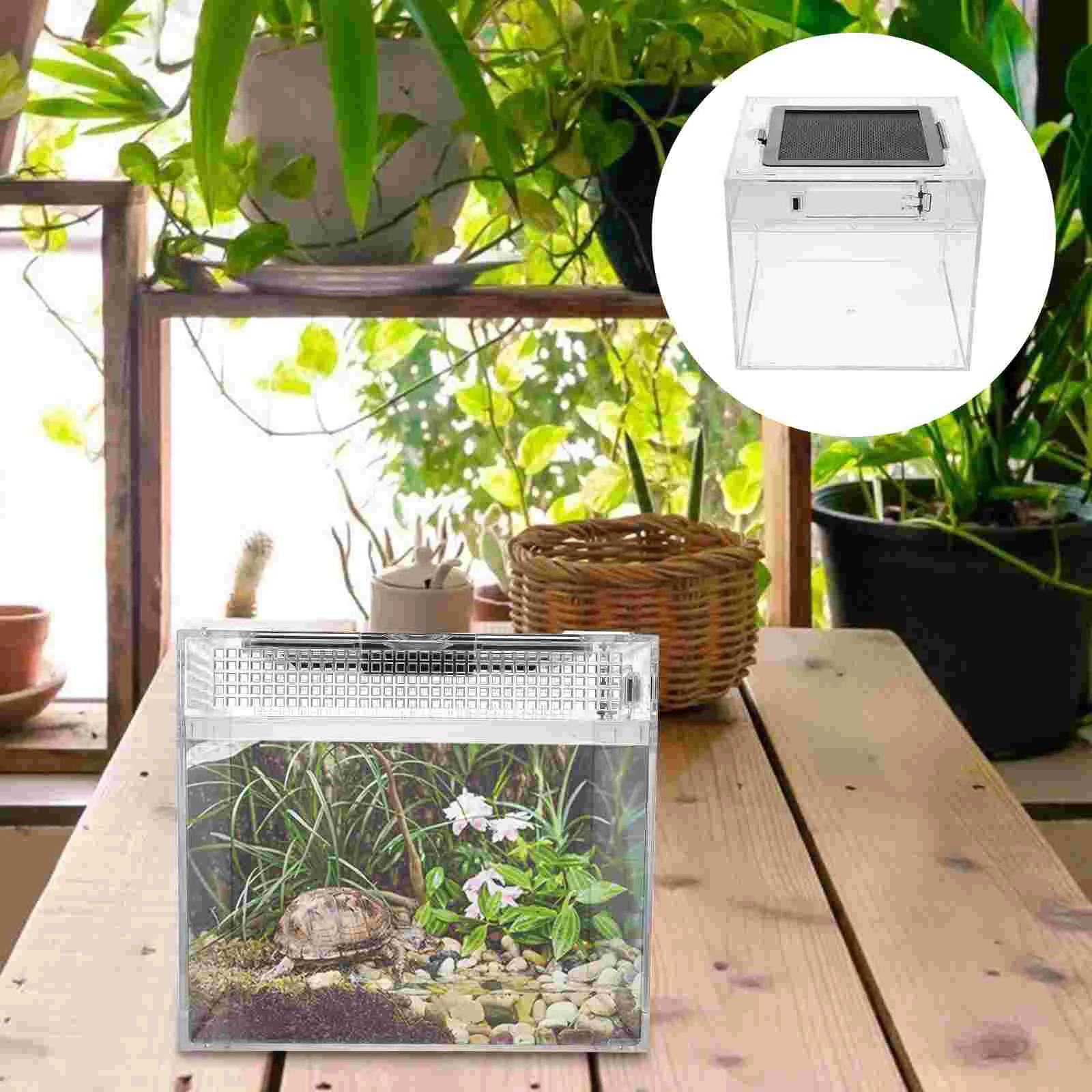 

Reptile Cage House Pet Hamster Feeding Breeding Container Animalstorage Takeout Outgoing Incubator Cave Habitat Hedgehog Hiding