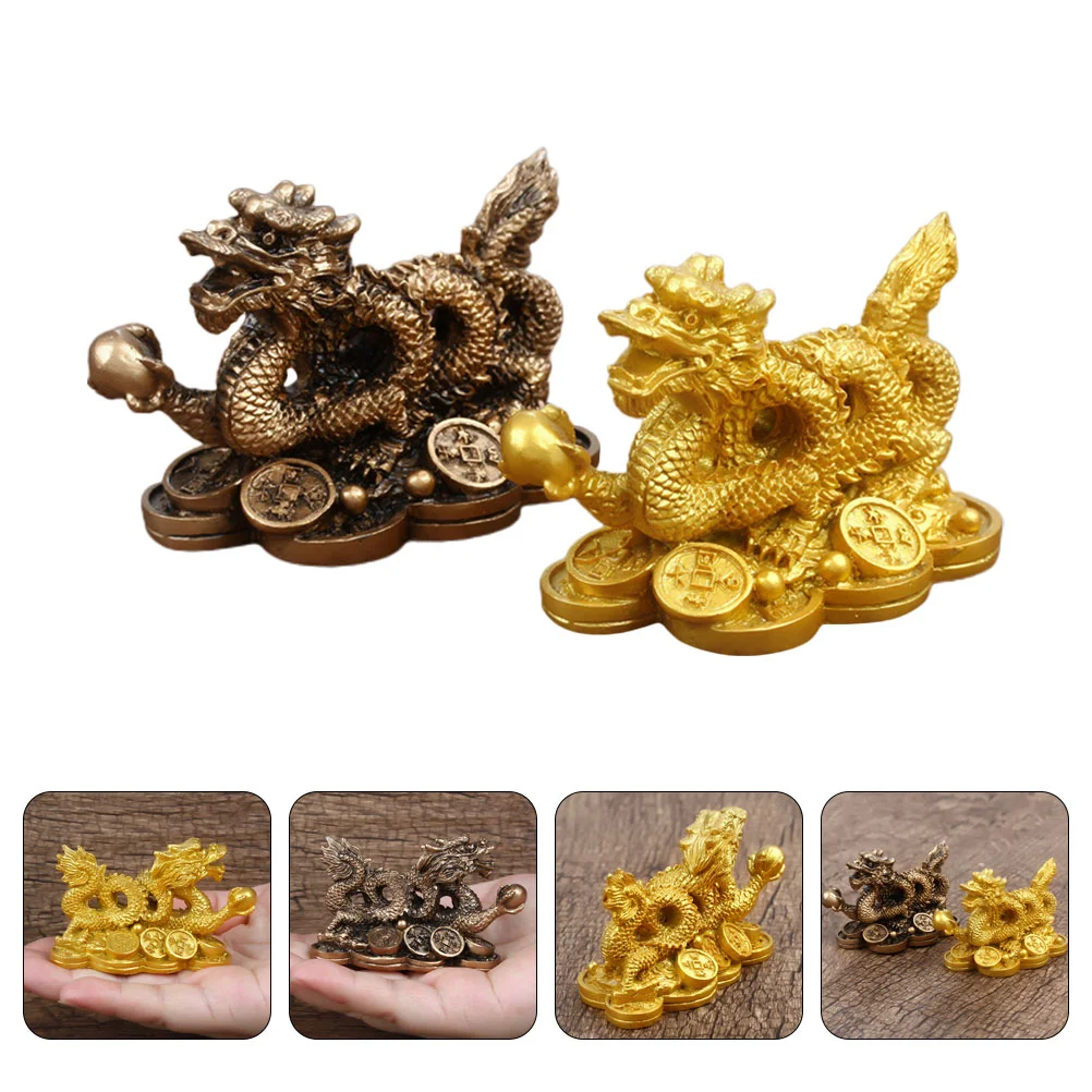 

Dragon Statue Shui Feng Chinese Coins Sculpture Figurines Figurine Resin Money Decors Ornaments Auspicious Animal Golden Gift